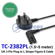 Panamax 1.5~5 Meter UK 3 Pin Plug to L Shape Figure 8 Cable - TC-2382PL Series