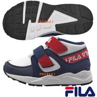 FILA J432X-123 白X紅X藍 皮質高筒黏帶矯正鞋【足弓支撐鞋墊，固定腳型，舒適】207F 免運費加贈襪子