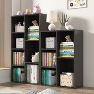 Free W8 Grid Cabinet Black Combination Floor-standing Wooden Bookshelf Storage Cabinet Household Loc