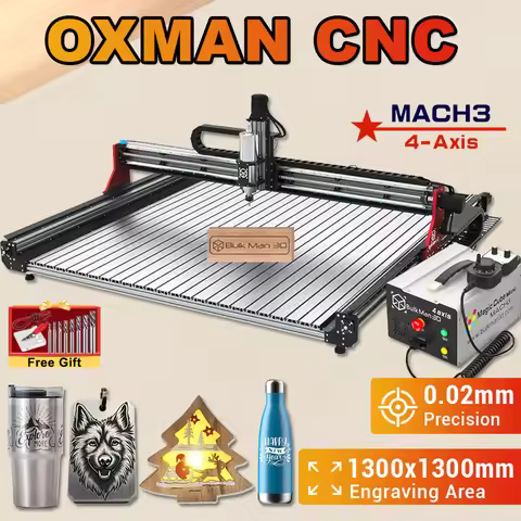 BulkMan3D OXMAN CNC 4-Axis Engraver Mach3 Control SFU1610 Ball Screw Dual Rails Precise Machine For