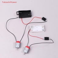 (Takashiflower)  White 130 Motor Kit With 2xAA Battery Storage Case And Switch 16500 RPM Mini DIY El