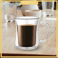 [Kokiya] Double Walled Mug Drinking Glass Borosilicate Beverage Mug Espresso Cups Glass Cup Water Cup for Woman