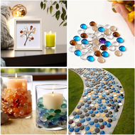 Mini Glass Gems Mixed Colour Mancala Stones Flat Bottom Marble Beads for Home Decorative Art Craft V