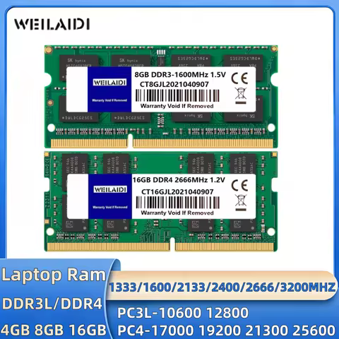 DDR3L DDR4 4GB 8GB 16GB Laptop Memoria RAM PC3L-1.35V 1333 1600MHZ PC4-1.2V 2133 2400 2666 3200MHZ S
