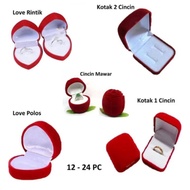 Imported Love-Style Velvet Couple Ring Box Heart-Shaped Velvet Engagement Ring Box, 2 Pieces