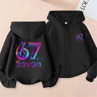 🎁 2026 67 Trendy Kids Zip Hoodie Casual Sweatshirt Boys Girls Soft Cartoon Print Outerwear 2026 New 
