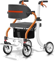 3 in 1 Walker Wheelchair Combo - Foldable Aluminum Rollator with Footrests - Convertible to a Transp