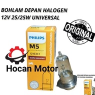LAMPU DEPAN MOTOR BOHLAM HOLOGEN M5 12V 25W PHILIPS ORI BEAT SCOOPY S