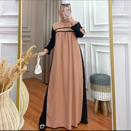 Gamis Andini Cringkel Airflow Premium Wanita Muslim 2025 Ibu Kancing Nyaman Panjang Muda Lebaran Sta