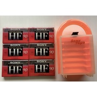 Brand New 6 Rolls Of Blank Tape + Box 6 Cassette + Case At The End Of The 90s Sony HF 90 Minutes Typ