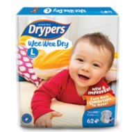 Drypers Wee Wee Dry Mega Saiz L62