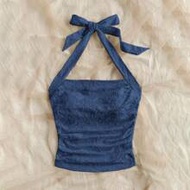 เสื้อกล้ามหญิงลายดาวทะเลโอเชียน คอฮอลเตอร์ ข้างรูด ของ WYWH สำหรับวันหยุด