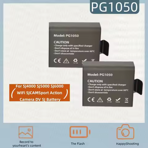 PG1050 mAh Rechargeable Action Camera Battery For SJCAM SJ4000 AIR EKEN H9R H8 AKASO Apexcam Vemont 