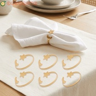 AELEGANT 6PCS Star Napkin Buckle, Minimalist Gold/Silver Moon Napkin Rings, Party Supplies Metal Mod