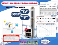 HANDURO ปั๊มบาดาลโซล่าเซลล์ 1500W 1.5นิ้ว น้ำ 6Q รุ่น HD-3SC6-125-200-1500-A/D Max Head 125 เมตร ปั๊