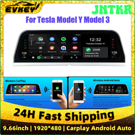 JNTKR EVKEY แผงหน้าปัดขนาดใหญ่9.66นิ้วสำหรับ Tesla Model 3รุ่น Y Auto HD LCD Meter HUD Power Speed อ