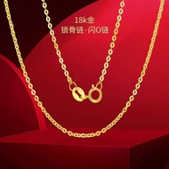 高颜值18K金项链女K金AU750彩金黄金玫瑰金白金套链O字链素链细款锁骨链4.8 High-end 18K gold necklace for women, K gold AU750, colore