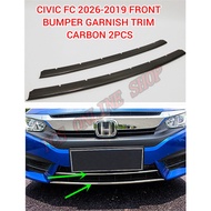 Honda Civic FC 2016 -2018 3D Carbon Fiber FRONT BUMPER Lower Grille Cover Trim (2pcs)
