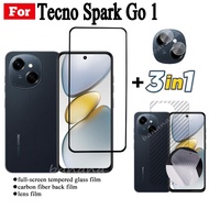 3 IN 1 Tecno Spark Go 1 ฟิล์มกระจกนิรภัยสําหรับ Tecno Spark Go1 คลุมทั้งหมดป้องกันหน้าจอกระจก + ฟิล์