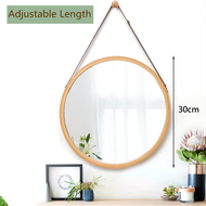 Nordic Bamboo Bathroom Mirror Round Makeup Mirror Wall Hanging Art Wall Mirror Entrance Mirror By Mo