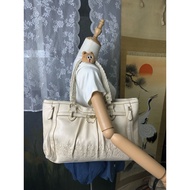 Authentic Second-Hand Vintage Bag axes femme Beautiful Shape Real Cream Color Leaves The Embroidery 