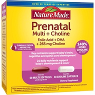 [sgstock] Nature Made Prenatal Vitamin Softgels + Choline Capsules, Folic Acid + DHA + Choline, 60 P