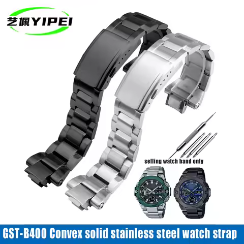 GST-B400 Convex solid stainless steel watch strap For Casio watchband G-SHOCK GST-B400 men Metal mod