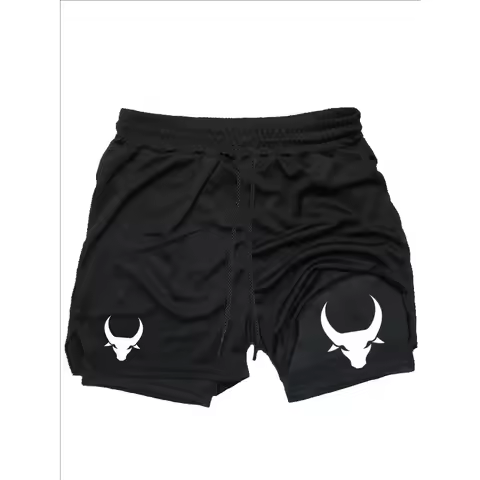 Men's Gym Running Shorts Quick Drying Sports Training 2-in-1 Shorts Double-layer Running Towel Loop 