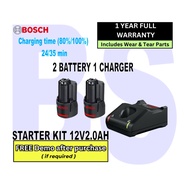 BANSOON BOSCH Starter Kit 12V 2.0Ah 2pcs Battery and 1pc GAL12V-40 Fast Charger