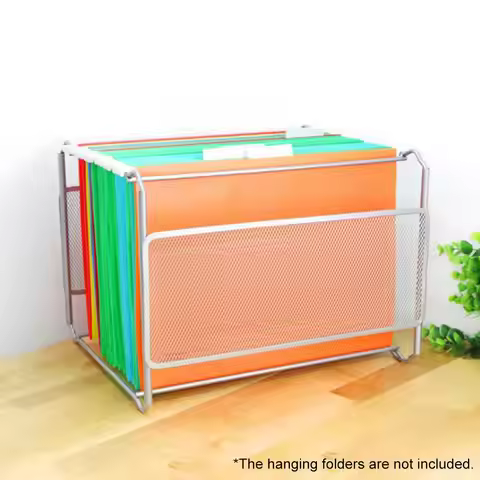 File Folder Box Mesh Metal File Organizer Box Hanging File Foldable Holder Storage Box for Office Ho