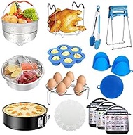 Accessories for Instant Pot,Accessories Compatible with 5/6/8Qt Instant Pot - 60 Pcs Cake Baking Papers,2 Steamer Baskets,Non-stick Springform Pan,Egg Rack,Egg Bites Mold,Kitchen Tong,Dish Plate Clip
