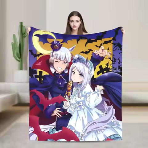 Mejiro McQueen Umamusume Warm Blankets Airplane Travel Plush Throw Blanket Funny Outdoor Flannel Bed
