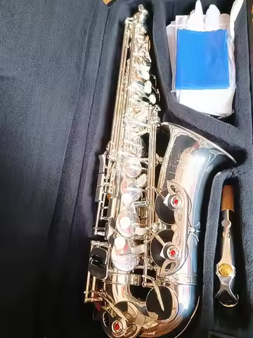 New Best quality Alto Saxophone 82Z E-Flat Brass Silver Plated Sax Performance Musical Instrument Wi