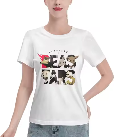 Anime Beastars T Shirt Womens Summer Cotton Tee Round Neck Tops Casual Short Sleeve Shirts