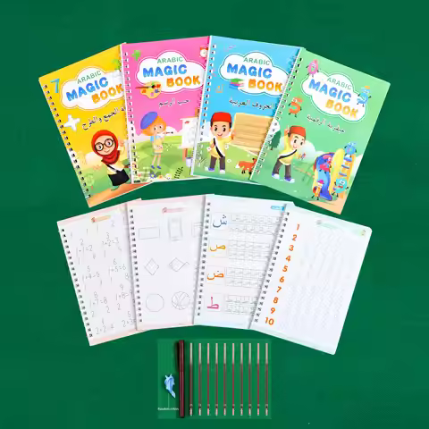4 Arabic Practice Books, Arabic Letters and Numbers, Practice Books Suitable for Beginners to Learn