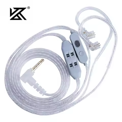 KZ T8 Cable 8-Level Tuning Silver Plated Upgrade Earphones Cables Dual Mic IEM Wire 0.78mm Pin 3.5mm