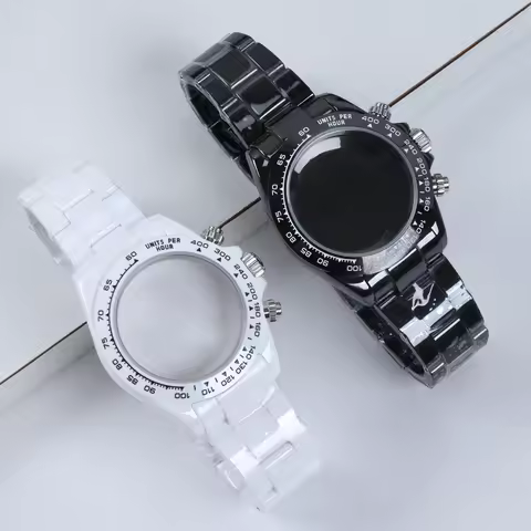 Full Ceramic Watch Case And Bracelet For Daytona Mod Compatible With Seiko VK63 VK63A Movement Sapph