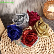 FUHUI Foam Roses 6cm Wedding Party Decor DIY Blue Roses Artificial Flowers