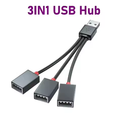 1 in 3 Out USB HUB Car USB Splitter Cable USB Multifunction Adapter Charging Cable For iPhone Huawei