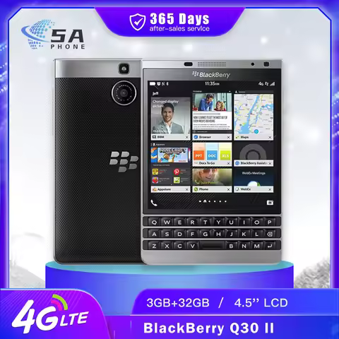 Original BlackBerry PassPort II Q30 Silver Edition 4G Mobile Phone 4.5'' 3GB RAM 32GB ROM Snapdragon