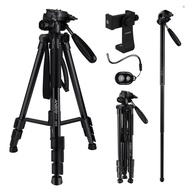 Andoer TTT-003 2-in-1 Photography Tripod Monopod Stand Aluminium Alloy 3-Way Swivel Pan Head 163cm M