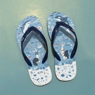 男款防水夾腳拖鞋 馬子狗聯名人字拖 情侶涼拖鞋雨鞋 -海洋潛水-