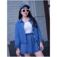 AN224-2XL 3-Piece Set Denim Jacket Tank Top And Skirt The Alner Label Size 2XL