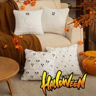 Decorative Pillow Cover Spooky Halloween Ghost Pumpkin Cat Pillow Case Easy to Clean Washable Throw