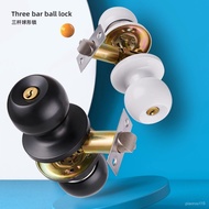 Three-Bar Toilet Aluminum Alloy Door Lock Household Universal Door Handle Handle Lock with Key Ball Lock WTBU