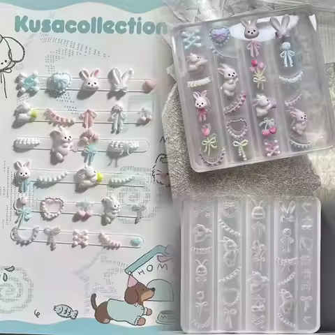 3D Silicone Mold Lace Bowknot Bunny Nail Art Decoration DIY Design Nail Template for Nail Artistry