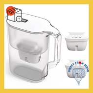 【Set purchase】Water purifier pitcher + 2 cartridge set Brita compatible product, high chlorine and impurities removal, high-speed filtration, 1.4L water capacity, total 2.6L, fridge-friendly, compact pitcher with mineral water function, fits in door pocke