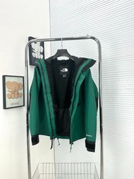 北面/THE NORTH FACE 1990系列 MountainJacket GORE-TEX Logo印花拼色防水冲锋衣 登山连帽外套 秋季 男款 绿色