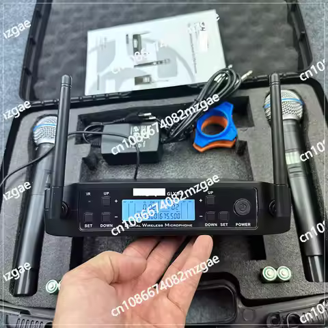 GLXD4 microphone, black color box, plastic box packaging, one for two, wireless microphone, wireless