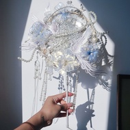 Blue Silver Group Fan Bride Wedding Material Package Heavy Industry Happy Fan Xiuhe Clothing Wedding